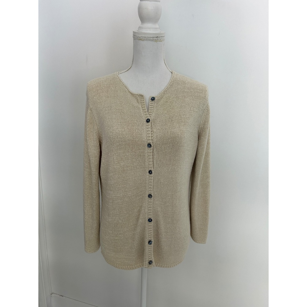 Rena Rowan Womens Oatmeal Beige Knit Button Front Cardigan Sweater
Size large